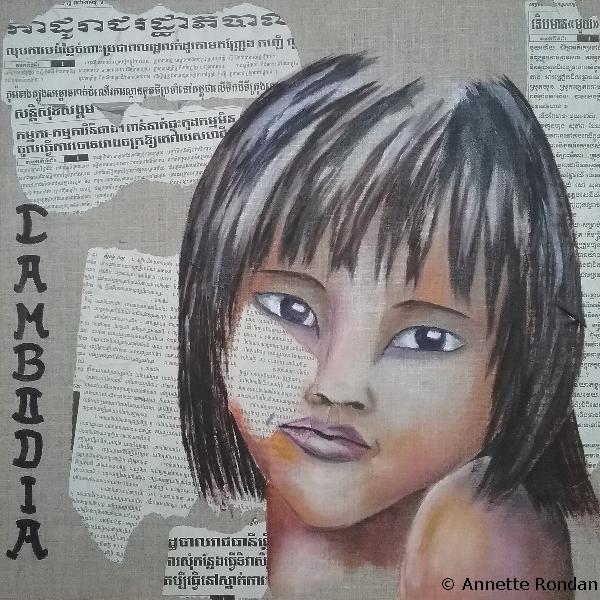 Annette Rondan artiste et créateur de Cambodia girl (Galerie Peintures - Huiles sur toile - Portraits)