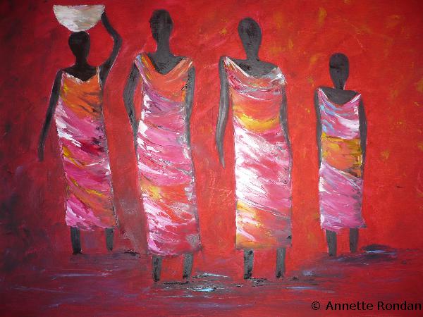 Annette Rondan artiste et créateur de Couleurs Africa (Galerie Peintures - Huiles sur toile - Personnages)