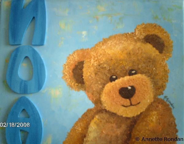Annette Rondan artiste et créateur de L'ours Noa (Galerie Peintures - Huiles sur toile - Sujets enfants)