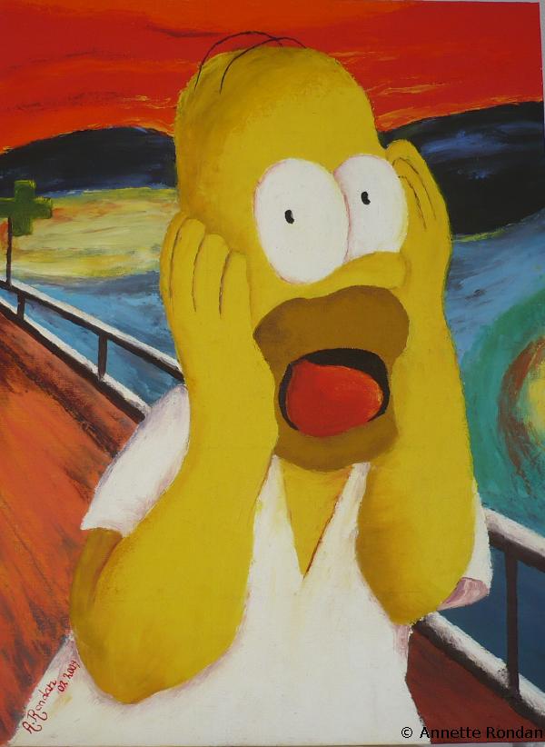 Annette Rondan artiste et créateur de Le cri d'Homer Simpson's (Galerie Peintures - Huiles sur toile - Sujets enfants)