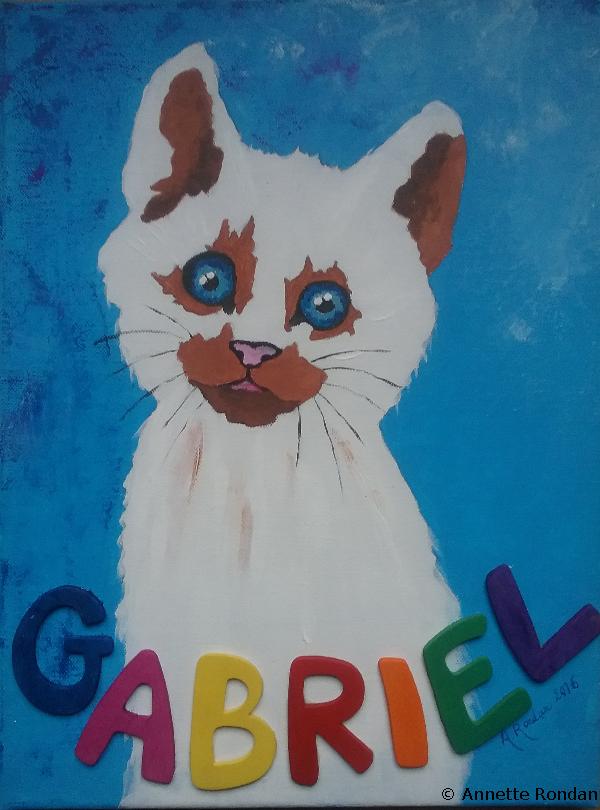 Annette Rondan artiste et créateur de Le petit chat de Gabriel (Galerie Peintures - Huiles sur toile - Sujets enfants)