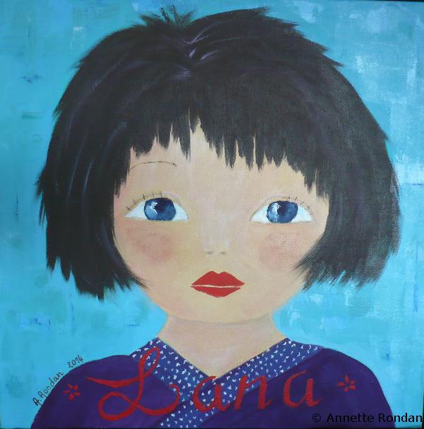 Annette Rondan artiste et créateur de Mademoiselle Lana (Galerie Peintures - Huiles sur toile - Sujets enfants)