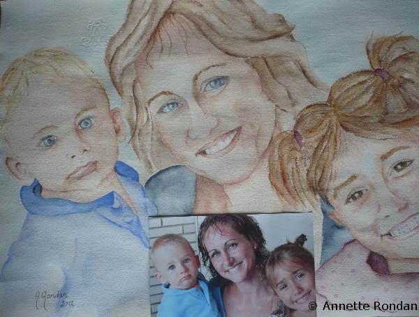 Annette Rondan artiste et créateur de portraits de famille (Galerie Peintures - Aquarelles - Portraits)